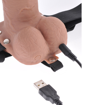 Pipedream Fetish Fantasy Hollow Rechargeable Strap-on with Balls 18 см, загорелый - фото, отзывы