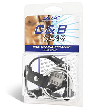 BlueLine C&B Gear Metall Cock Ring With Locking Ball Strap, черное - фото, отзывы