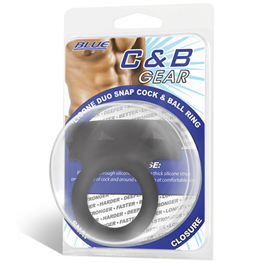 BlueLine C&B Gear Silicone Duo Snap Cock&Ball Ring, черное - фото, отзывы