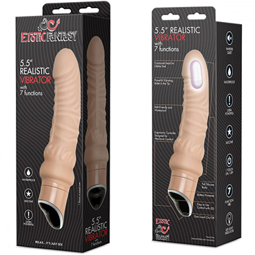Erotic Fantasy Realistic Vibrator With 7 Functions 14 см, телесный - Реалистичный вибратор с 7 функциями - купить в секс шопе