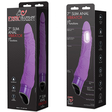 Erotic Fantasy Slim Anal Vibrator With 7 Functions, фиолетовый - Тонкий анальный вибратор с 7 функциями - купить в секс шопе