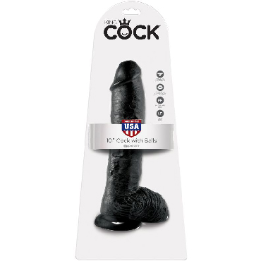 Pipedream King Cock Cock with Balls 25 см, черный, Фаллоимитатор на присоске