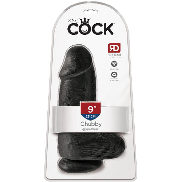 Pipedream King Cock Chubby 23 см, черный, Толстый фаллоимитатор на присоске