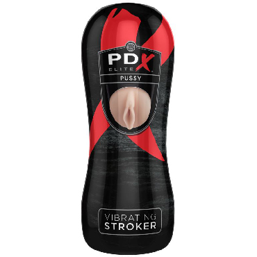 Pipedream PDX Elite Vibrating Pussy Stroker, телесный, Мастурбатор-вагина в тубе с вибрацией