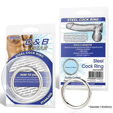 Blue Line Steel Cock Ring, 4,8 см - фото, отзывы