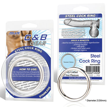 Blue Line Steel Cock Ring, 5 см - фото, отзывы