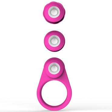 Romant Devin, розовое - Эрекционное кольцо со сменными вибронасадками - купить в секс шопе