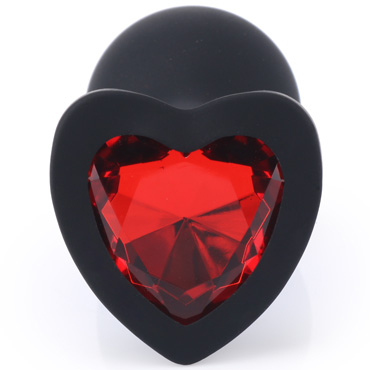 Play Secrets Silicone Butt Plug Heart Shape Small, черный/красный - фото, отзывы