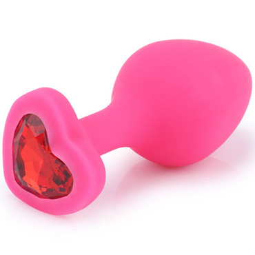 Play Secrets Butt Plug Heart Shape M, розовый/красный, Средняя анальная пробка с кристаллом в форме сердца
