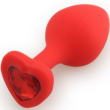 Play Secrets Silicone Butt Plug Heart Shape Medium, красный/красный, Средняя анальная пробка с кристаллом в форме сердца