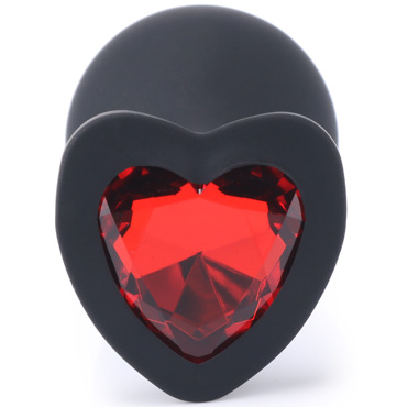 Play Secrets Silicone Butt Plug Heart Shape Medium, черный/красный - фото, отзывы