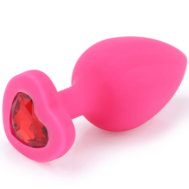Play Secrets Butt Plug Heart Shape L, розовый/красный, Большая анальная пробка с кристаллом в форме сердца