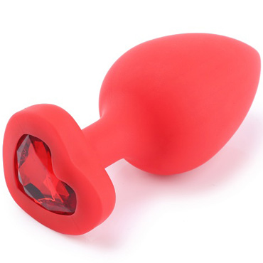 Play Secrets Butt Plug Heart Shape L, красный/красный, Большая анальная пробка с кристаллом в форме сердца