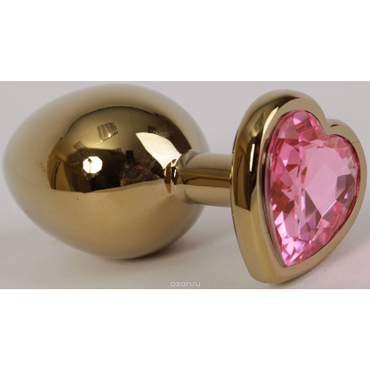 Play Secrets Anal Plug Heart Shape Small, золотой/розовый, Малая анальная пробка с кристаллом в форме сердца
