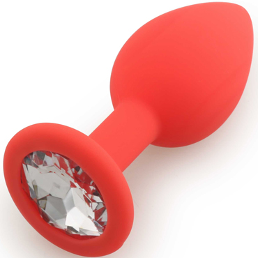 Play Secrets Silicone Butt Plug Small, красный/прозрачный, Маленькая анальная пробка, из силикона с кристаллом