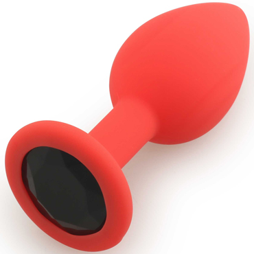 Play Secrets Silicone Butt Plug Small, красный/черный, Маленькая анальная пробка, из силикона с кристаллом
