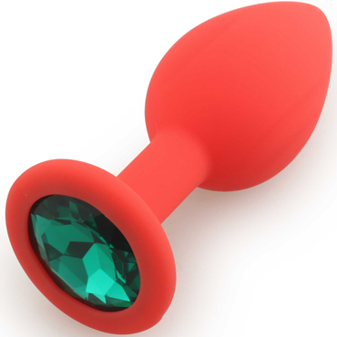 Play Secrets Silicone Butt Plug Small, красный/темно-зеленый, Маленькая анальная пробка, из силикона с кристаллом
