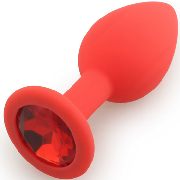 Play Secrets Silicone Butt Plug Small, красный/красный, Маленькая анальная пробка, из силикона с кристаллом