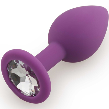 Play Secrets Silicone Butt Plug Small, фиолетовый/прозрачный, Маленькая анальная пробка, из силикона с кристаллом