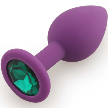 Play Secrets Silicone Butt Plug Small, фиолетовый/темно-зеленый, Маленькая анальная пробка, из силикона с кристаллом