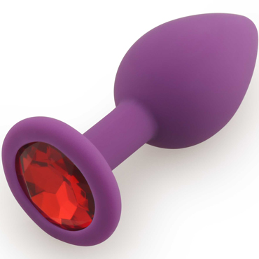 Play Secrets Silicone Butt Plug Small, фиолетовый/красный, Маленькая анальная пробка, из силикона с кристаллом