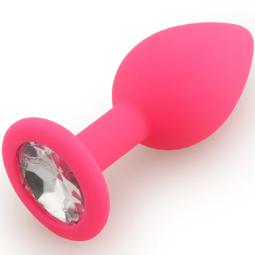 Play Secrets Silicone Butt Plug Small, розовый/прозрачный, Маленькая анальная пробка, из силикона с кристаллом