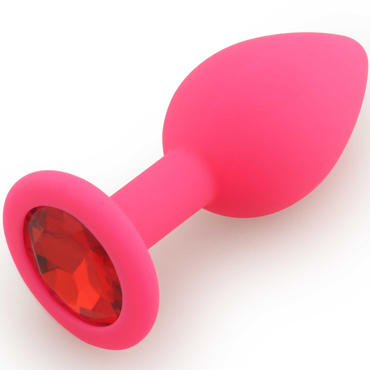Play Secrets Silicone Butt Plug Small, розовый/красный, Маленькая анальная пробка, из силикона с кристаллом