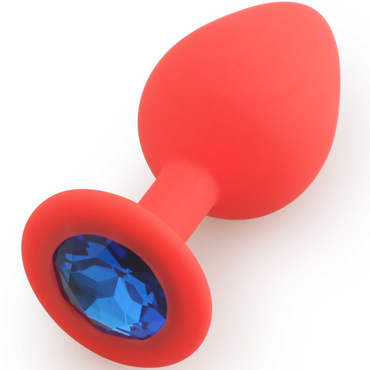 Play Secrets Silicone Butt Plug Medium, красный/синий, Средняя анальная пробка, из силикона с кристаллом