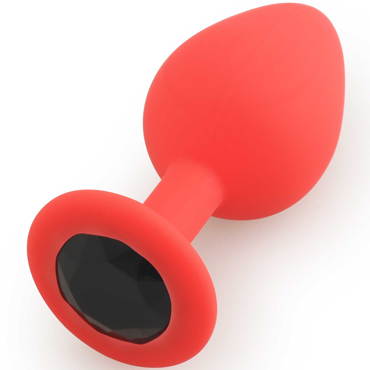 Play Secrets Silicone Butt Plug Medium, красный/черный, Средняя анальная пробка, из силикона с кристаллом