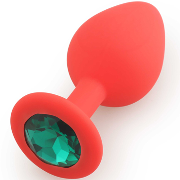 Play Secrets Silicone Butt Plug Medium, красный/темно-зеленый, Средняя анальная пробка, из силикона с кристаллом