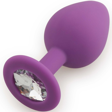 Play Secrets Silicone Butt Plug Medium, фиолетовый/прозрачный, Средняя анальная пробка, из силикона с кристаллом