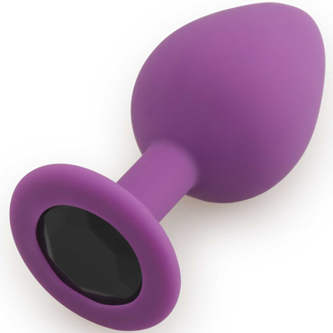 Play Secrets Silicone Butt Plug Medium, фиолетовый/черный, Средняя анальная пробка, из силикона с кристаллом