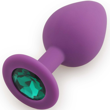 Play Secrets Silicone Butt Plug Medium, фиолетовый/темно-зеленый, Средняя анальная пробка, из силикона с кристаллом