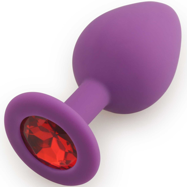 Play Secrets Silicone Butt Plug Medium, фиолетовый/красный, Средняя анальная пробка, из силикона с кристаллом