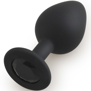 Play Secrets Silicone Butt Plug Medium, черный/черный, Средняя анальная пробка, из силикона с кристаллом