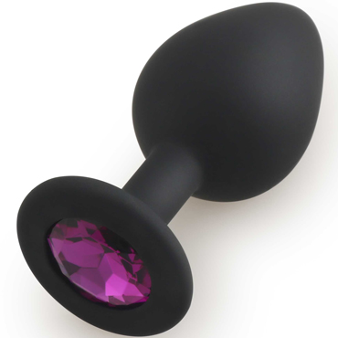 Play Secrets Silicone Butt Plug Medium, черный/фиолетовый, Средняя анальная пробка, из силикона с кристаллом