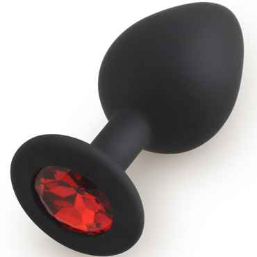 Play Secrets Silicone Butt Plug Medium, черный/красный, Средняя анальная пробка, из силикона с кристаллом