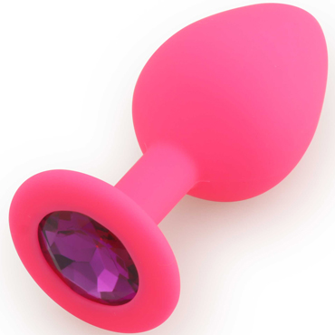 Play Secrets Silicone Butt Plug Medium, розовый/фиолетовый, Средняя анальная пробка, из силикона с кристаллом