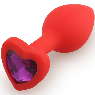 Play Secrets Silicone Butt Plug Heart Shape Small, красный/фиолетовый, Малая анальная пробка с кристаллом в форме сердца
