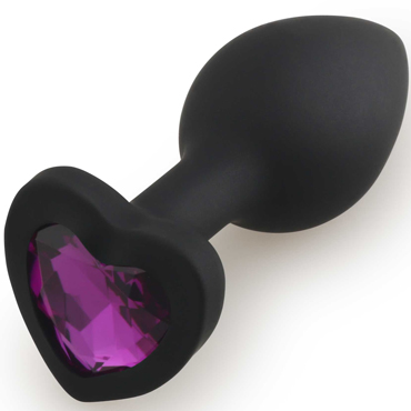 Play Secrets Silicone Butt Plug Heart Shape Small, черный/фиолетовый, Малая анальная пробка с кристаллом в форме сердца