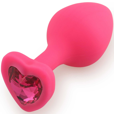 Play Secrets Silicone Butt Plug Heart Shape Small, розовый/ярко-розовый, Малая анальная пробка с кристаллом в форме сердца