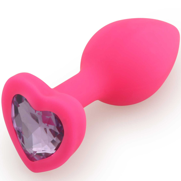 Play Secrets Silicone Butt Plug Heart Shape Small, розовый/светло-фиолетовый, Малая анальная пробка с кристаллом в форме сердца