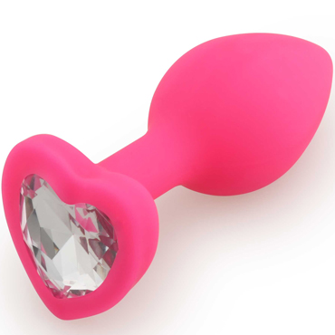 Play Secrets Silicone Butt Plug Heart Shape Small, розовый/прозрачный, Малая анальная пробка с кристаллом в форме сердца