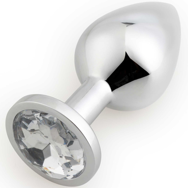 Play Secrets Rosebud Butt Plug Medium, серебристый/прозрачный, Средняя анальная пробка с кристаллом