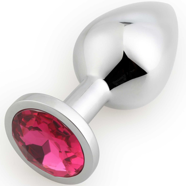 Play Secrets Rosebud Butt Plug Medium, серебристый/ярко-розовый, Средняя анальная пробка с кристаллом