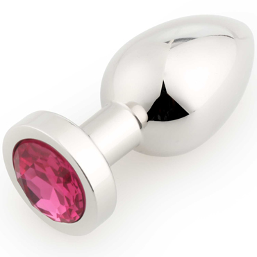 Play Secrets Stainless Steel Butt Plug Small, серебристый/ярко-розовый, Маленькая анальная пробка с кристаллом
