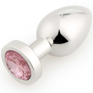 Play Secrets Stainless Steel Butt Plug Small, серебристый/розовый, Маленькая анальная пробка с кристаллом