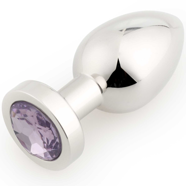 Play Secrets Stainless Steel Butt Plug Small, серебристый/светло-фиолетовый, Маленькая анальная пробка с кристаллом