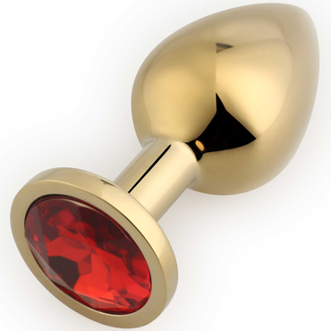 Play Secrets Rosebud Butt Plug Medium, золотой/красный, Средняя анальная пробка с кристаллом