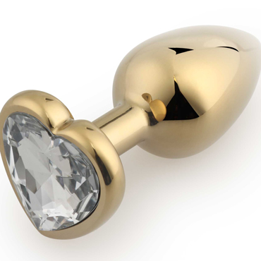 Play Secrets Anal Plug Heart Shape Small, золотой/прозрачный, Малая анальная пробка с кристаллом в форме сердца
